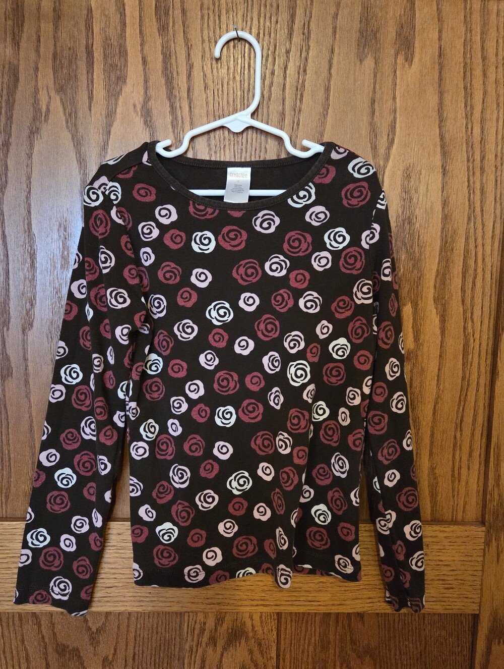Gymboree Black Long-Sleeve Top with Pink & Maroon Rose Prints